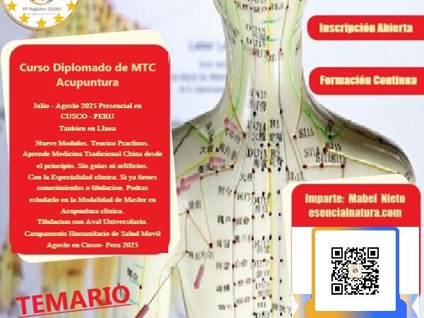 Curso Diplomado de Acupuntura Presencial y en Linea Cusco Peru. Julio y Agosto 2025